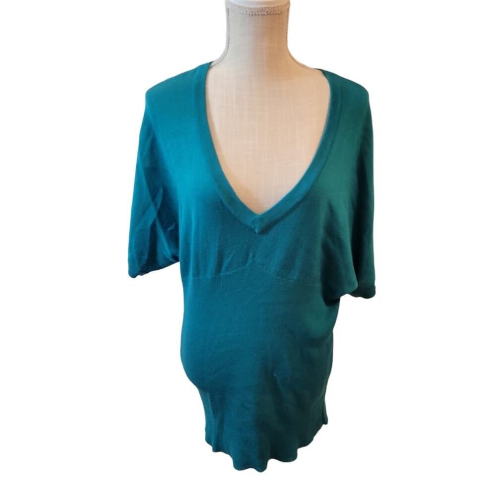 Torrid Deep Teal V-Neck Short Sleeve Sweater Size 2/2x